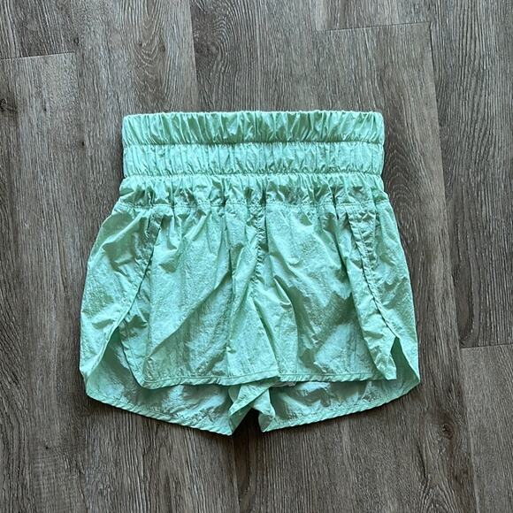 FP Movement The Way Home Shorts Small Light Green High Rise 2" Smocked Waist - Picture 1 of 4